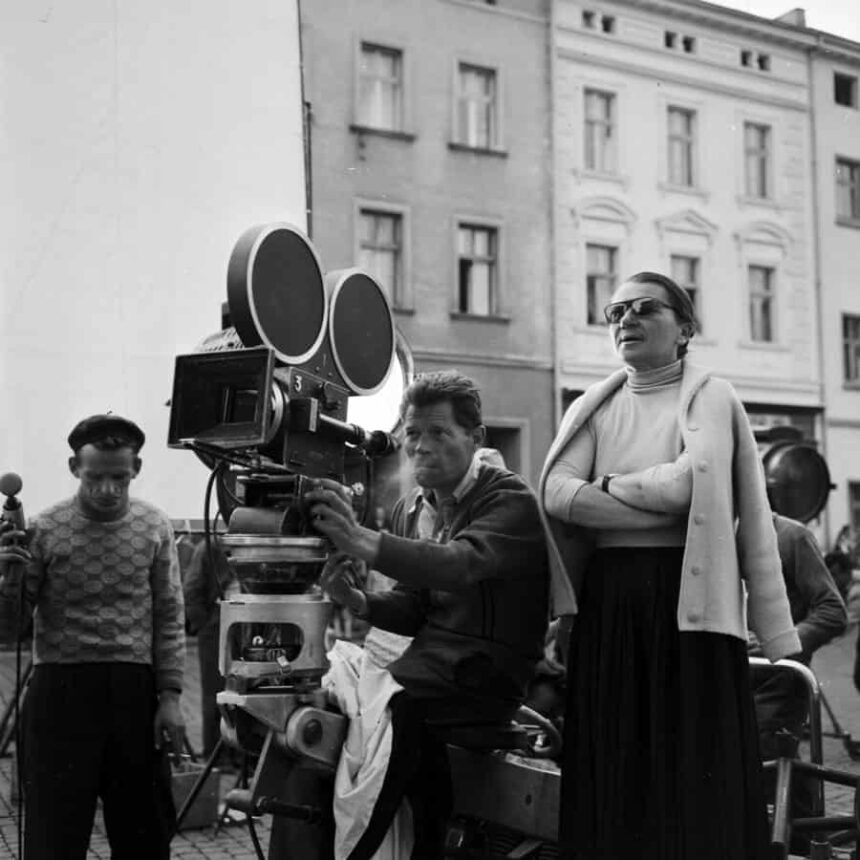 Reżyserka Wanda Jakubowska na planie filmowym