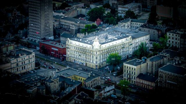 Widok Kamienicy Pinkusa z lotu ptaka