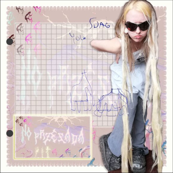 Kolażowa grafika ze zdjęciem młodej dziewczyny